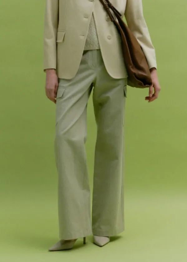 COTTON POCKET CARGO PANTS (natural green)