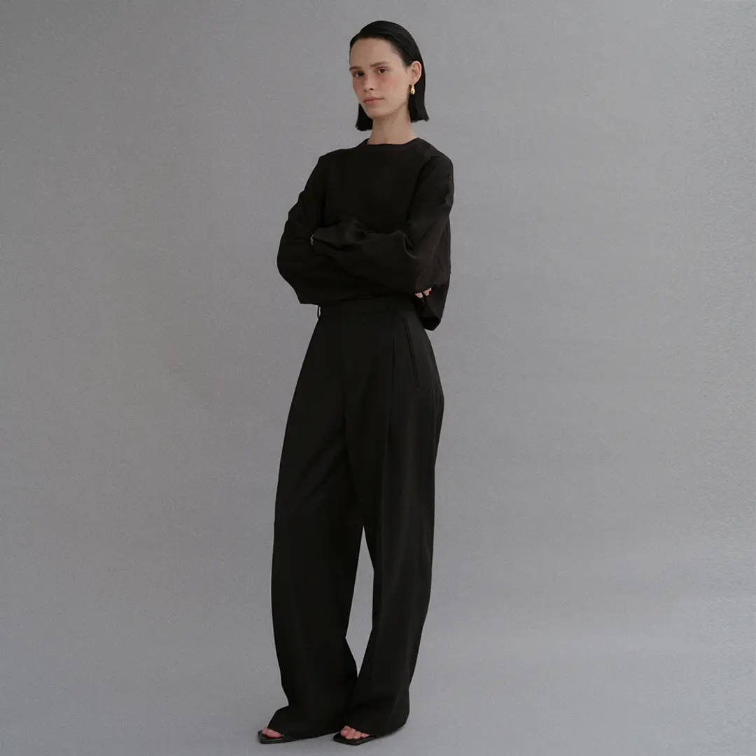 베이오드 Fine wool pintuck tailored slacks_black 상품 이미지 2