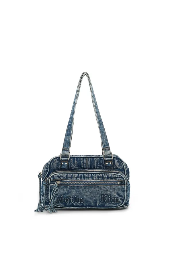 MATIN DUST DENIM ONE POCKET SHOULDER BAG IN BLUE