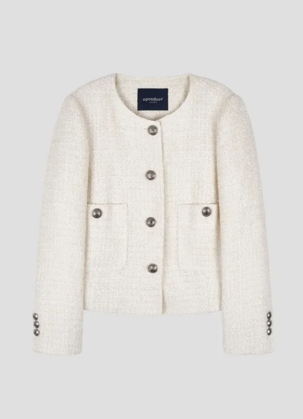 Texture Tweed Jacket White