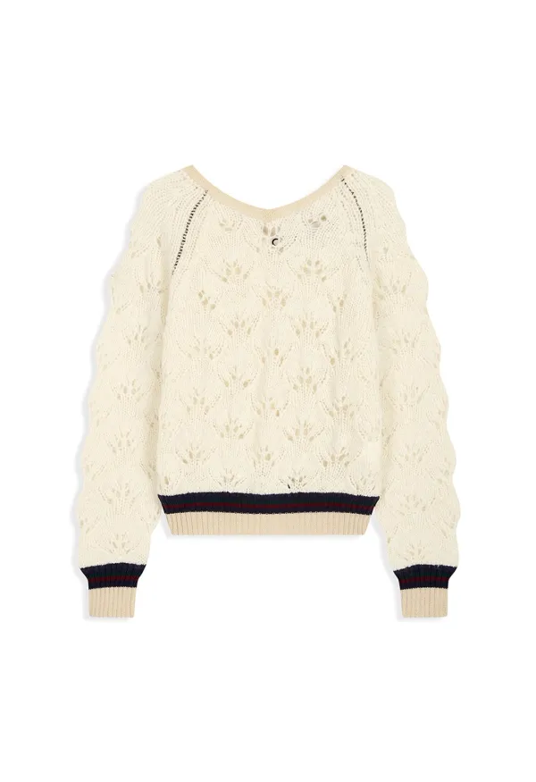 OPEN BACK POINTELLE KNIT, IVORY