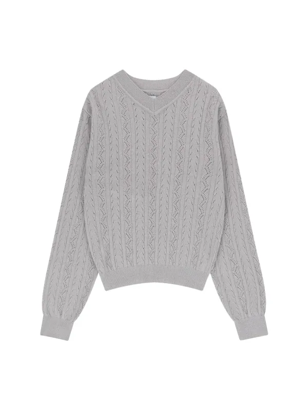 V-NECK SWEATER [GREY]
