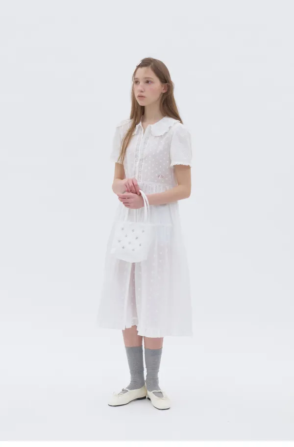 Mix Lace Dress White