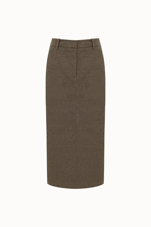 [2차 리오더]Wool Maxi H-line Skirt[LMBEWISK408]-Brown