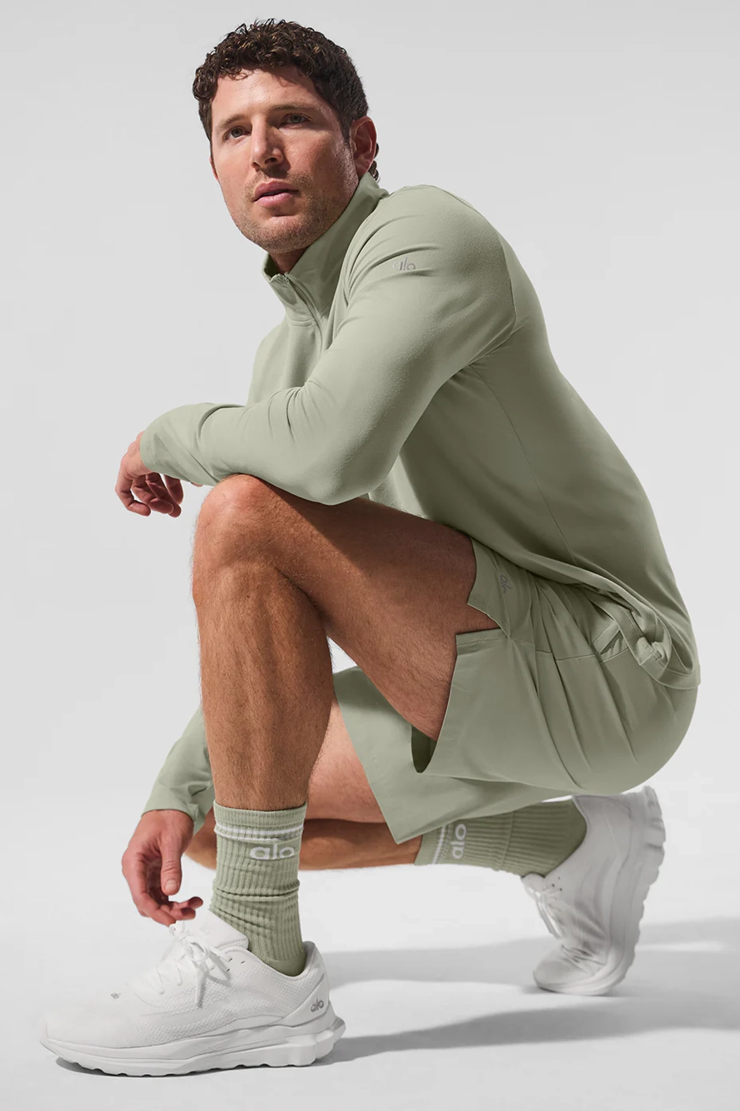 알로요가 Unisex Throwback Sock - Limestone/White 상품 이미지 2