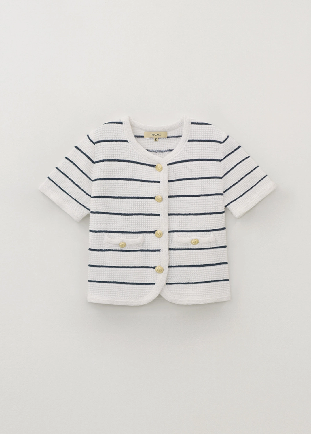 칙스라벨 CHIXLABEL H 모나코 니트 스트라이프 자켓 - White 상품 이미지 1
