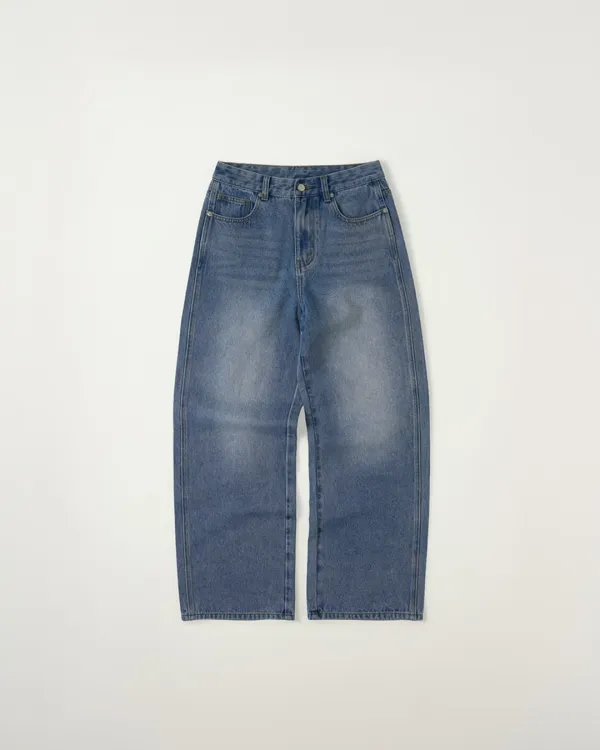 Loose Fit Denim Pants [BLUE]
