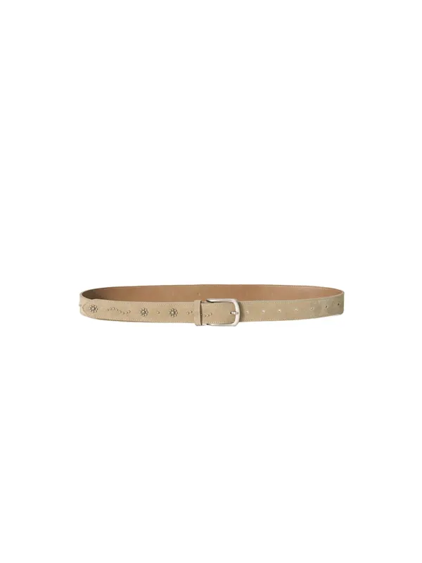 [6/5 출고]Floral Stud Suede Belt Sand
