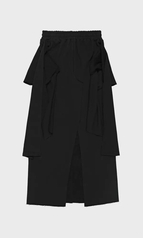 Shirts Tie Long Skirt_Black