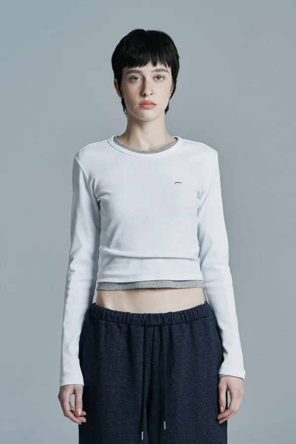 ROUND CROP LONG SLEEVE WHITE