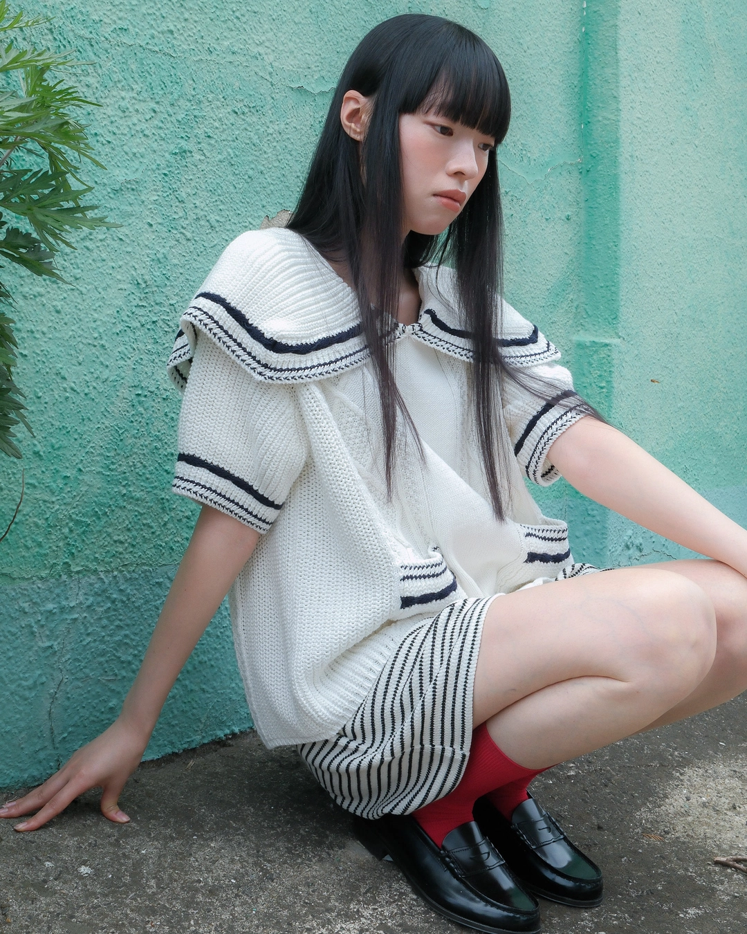 플레따 flétta Sailor Collar Knit_White 상품 이미지 1