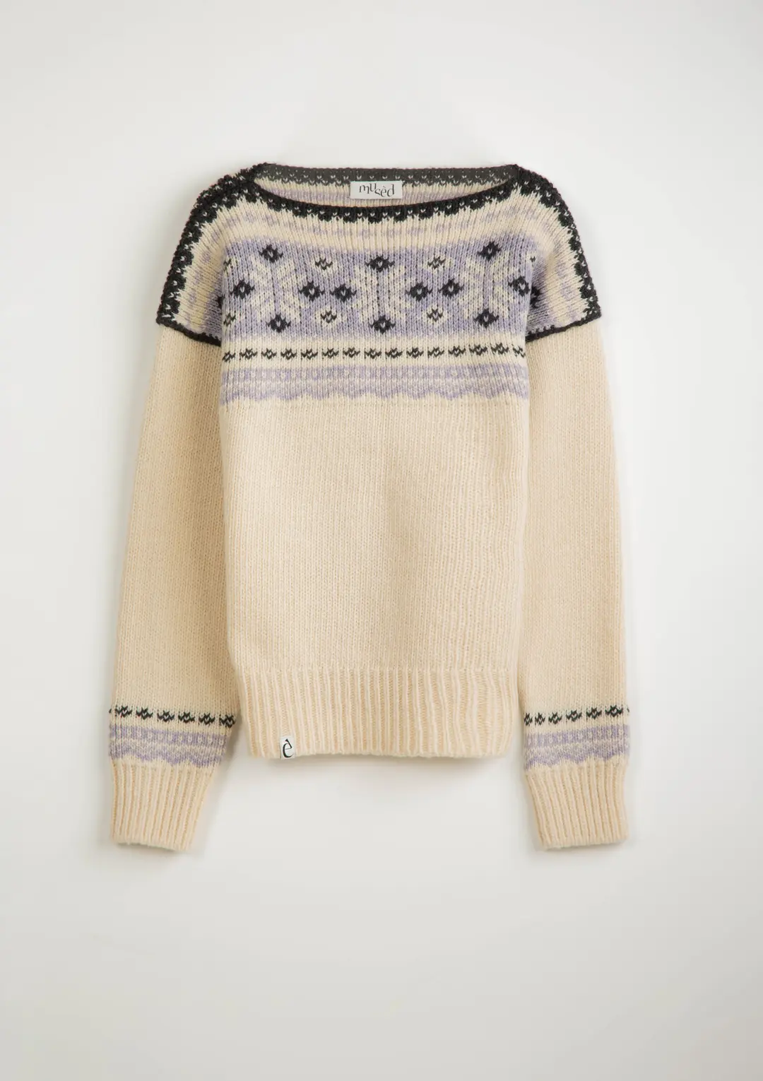 Mused Virgin Wool Snowflake Pattern Knit Pullover - Ivory