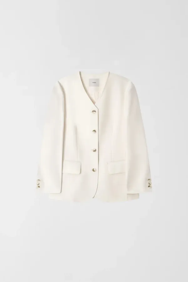 STRUCTURE COLLARLESS JACKET_IVORY_OE1C2MJK10IVY