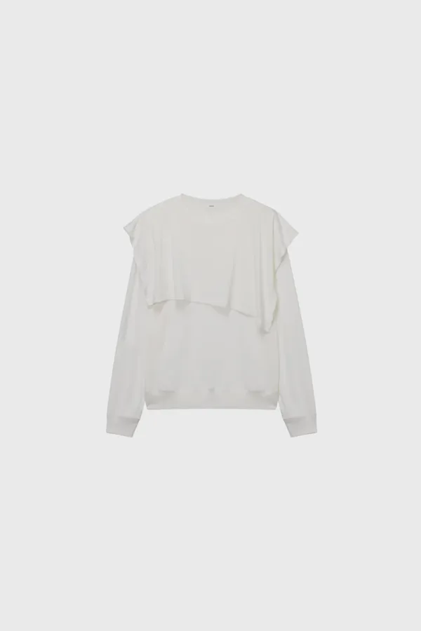 Scarf Jersey Blouse (White / Light Gray / Dark Gray)