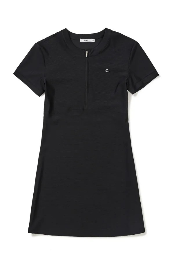 [24SS clove] Half Zip-Up Dress (Black)