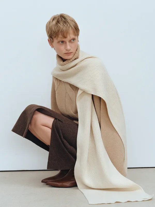 TFW CASHMERE HOODIE MUFFLER_IVORY
