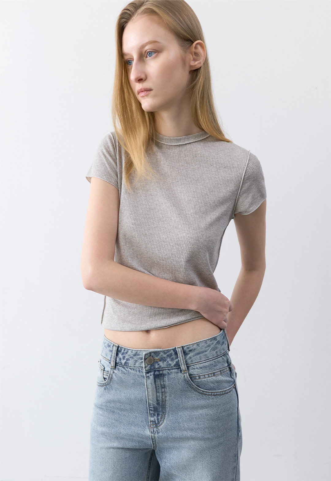 아뜰리에 나인 (T-7259)AN INTERLOCK SLIM FIT TEE 상품 이미지 3
