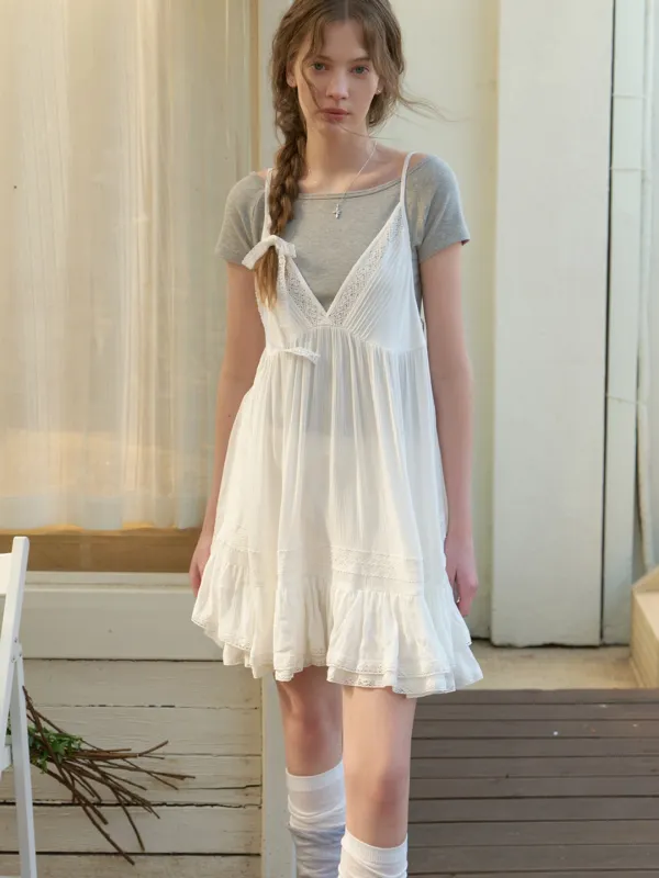 Siena lace layered dress (white)