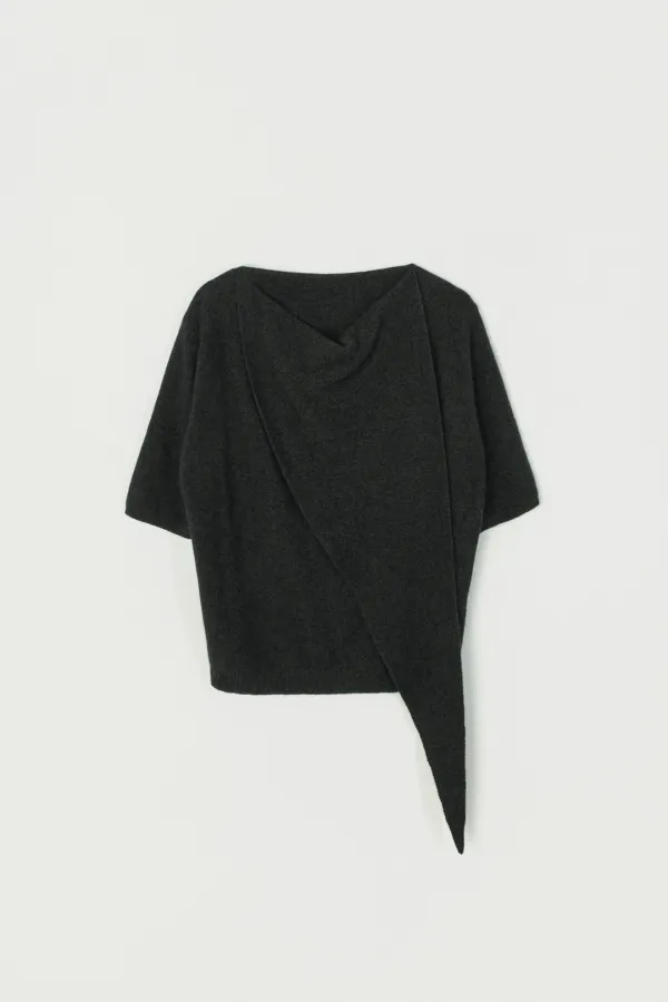 DRELL DRAPED SHAWL KNIT_CHARCOAL