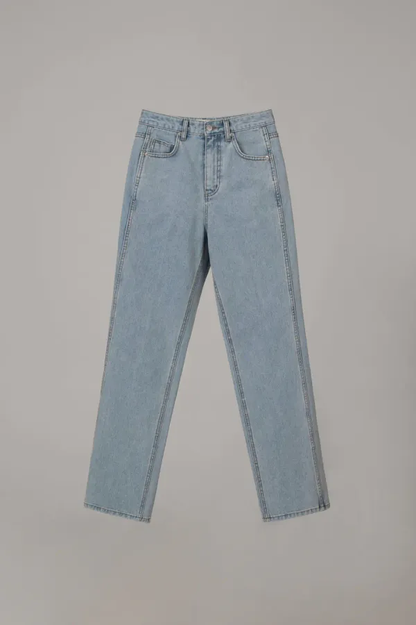 CREASE LINE STRAIGHT DENIM_LIGHT BLUE