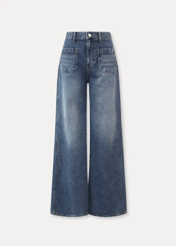 CHIXLABEL H 루이즈 포켓 코듀로이 데님 - Mid Blue
