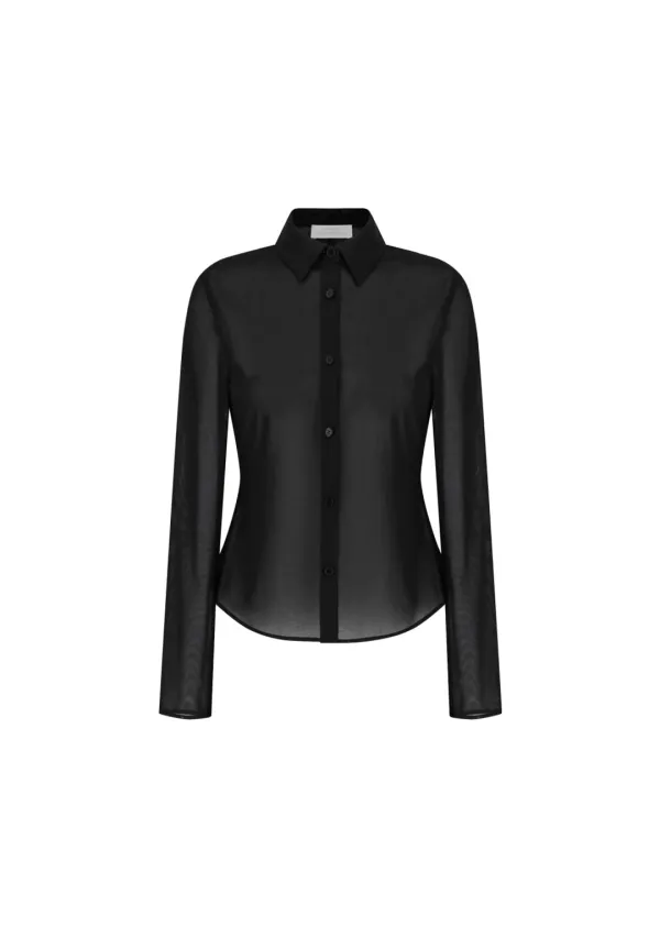 Sheer Slim Shirt, Black