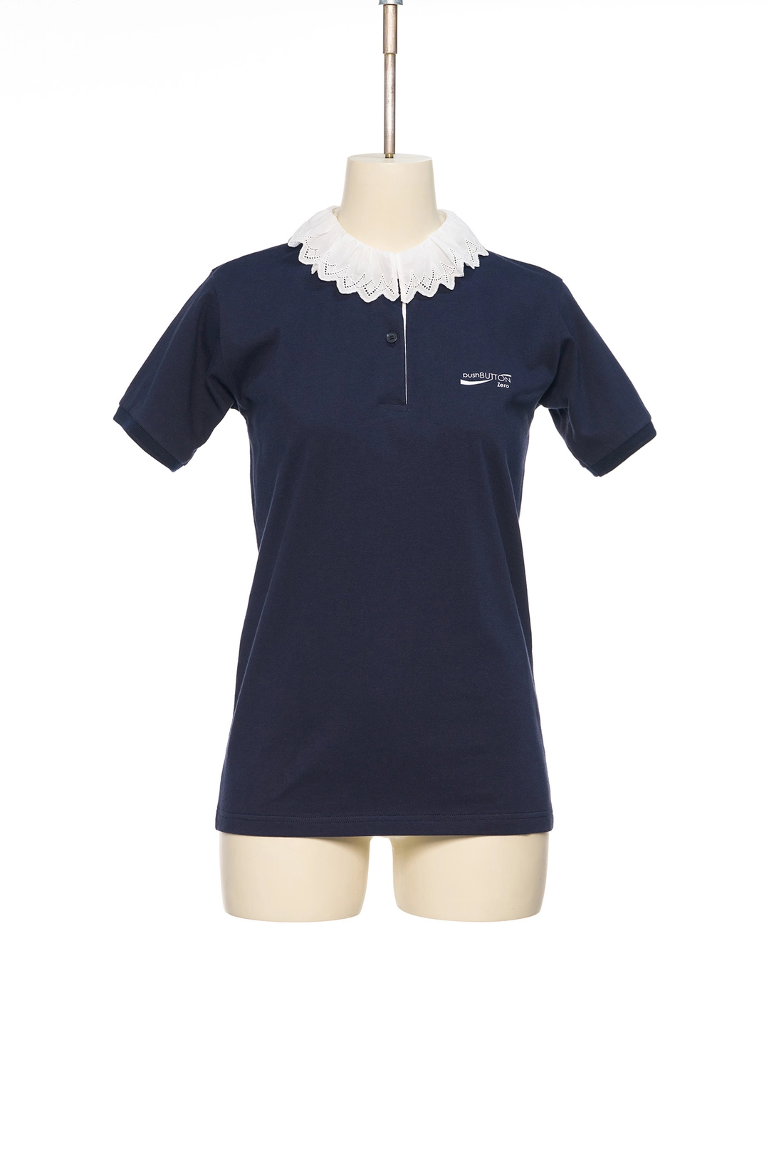 푸쉬버튼 SS26 ZERO NAVY LACE COLLAR PIQUÉ TEE 상품 이미지 1