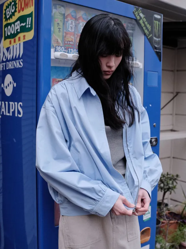 Shirring blouson (Powder blue)
