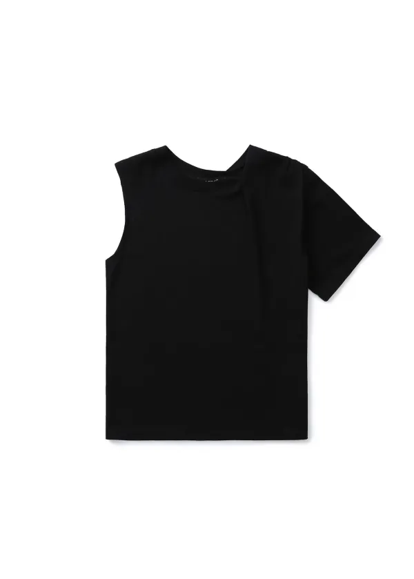ASYMMETRIC SLEEVE TOP (BLACK)