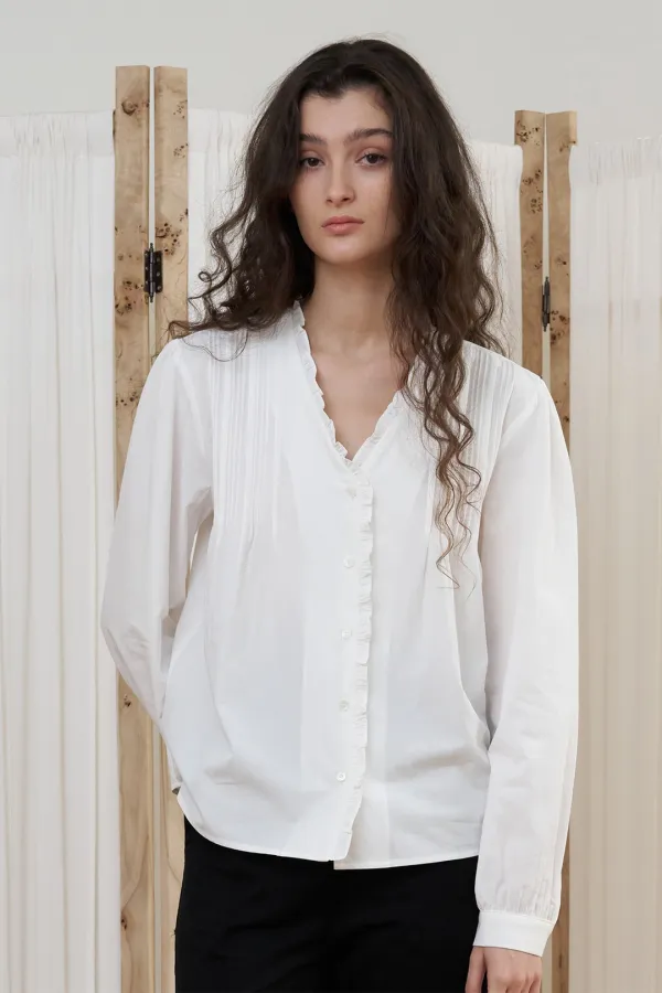 FRAME FRILL BLOUSE_ivory