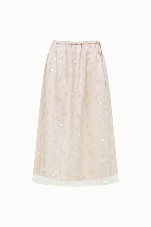 Spangle layered Skirt[LMBESPSK5406]-Peach