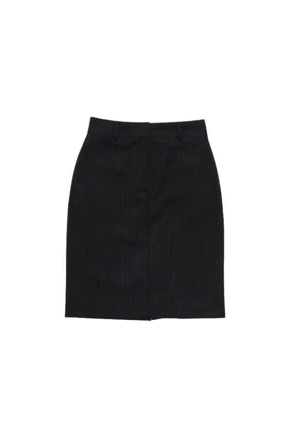 PLAIN STRIPE MIDI SKIRT BLACK