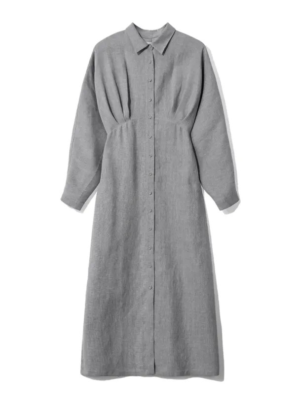 LINEN SHIRT DRESS_GRAY