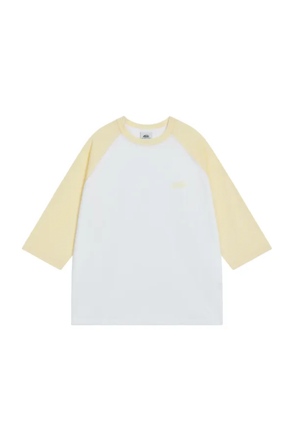 STRIPE RAGLAN SLEEVE T-SHIRT-YELLOW