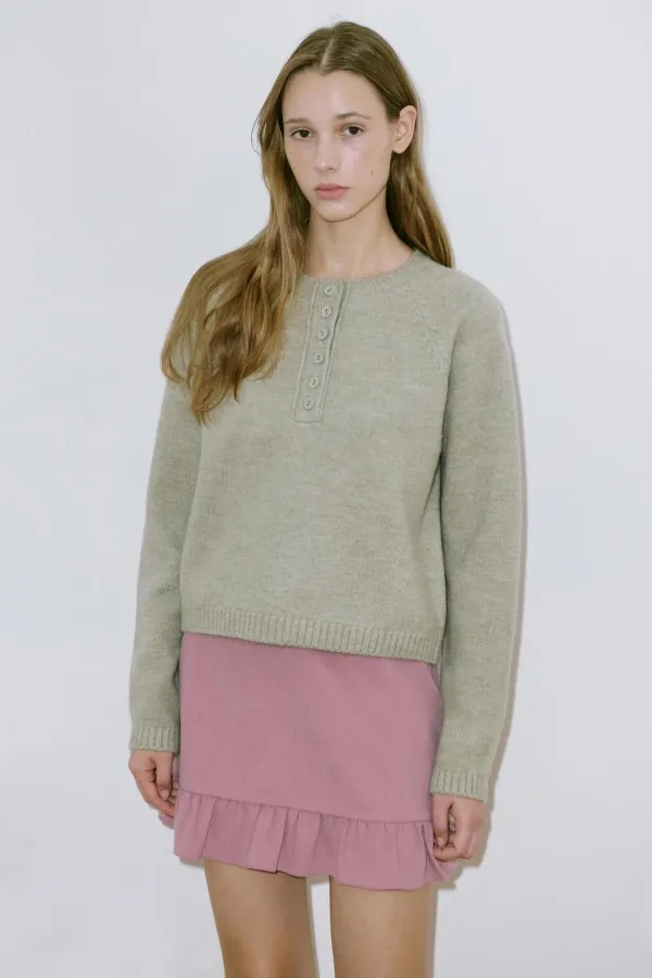 Basic Button Raglan Knit (Pistachio)