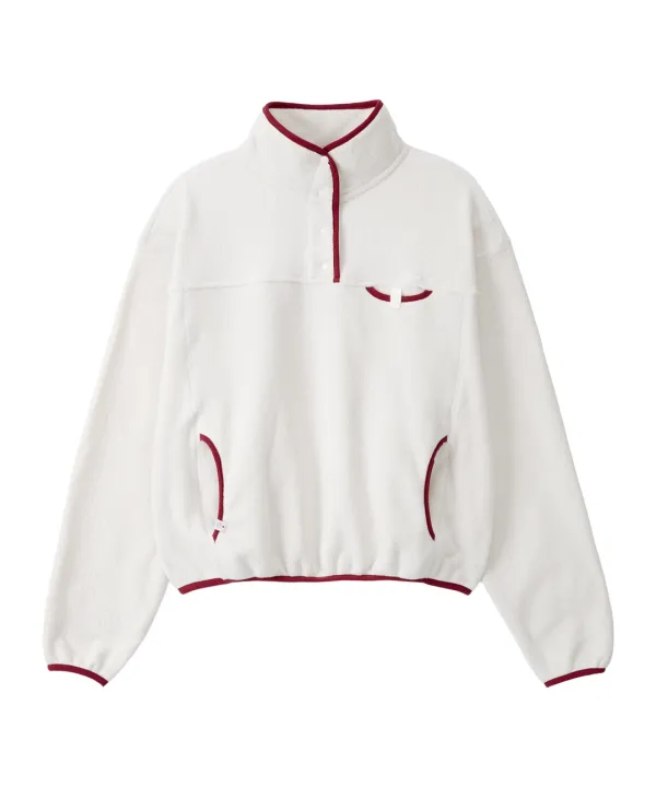 Wintry Fleece Snap Anorak-Ivory