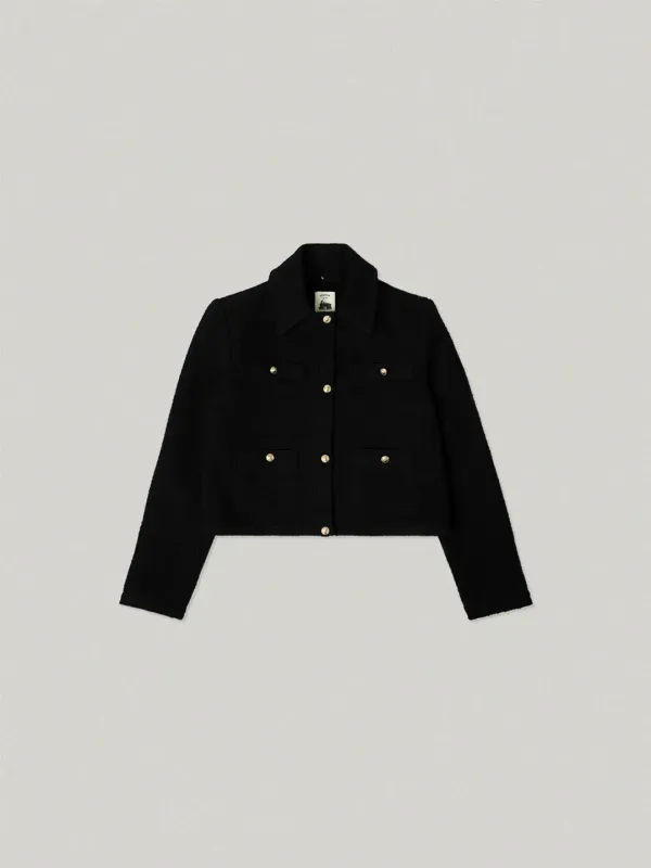Fuzzy Detachable Tweed Jacket - Black퍼지 디테처블 트위드 자켓
