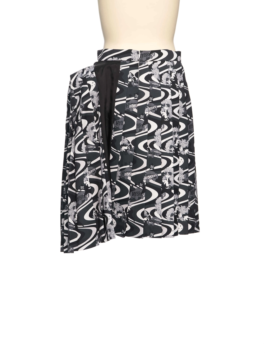 푸쉬버튼 FW26 BLACK PATTERN ASYMMETRIC PLEATED SKIRT 상품 이미지 1