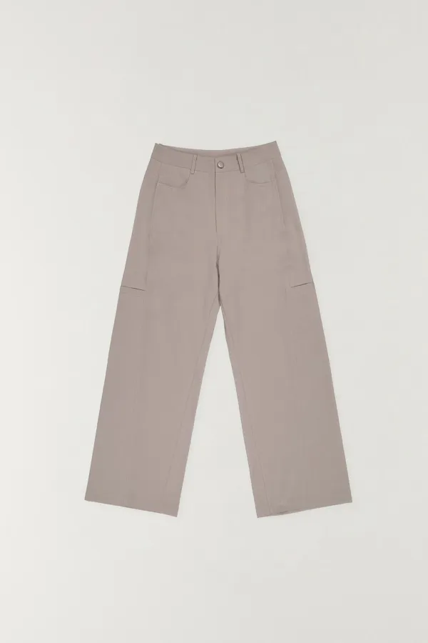 린넨 유틸리티 절개 팬츠 LIGHT KHAKI