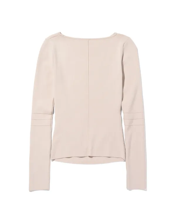 SLASHED KNIT TOP_LIGHT BEIGE