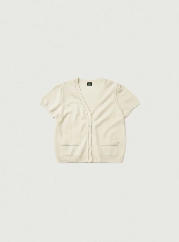Clay Cashmere Half Knit Cardigan_Ivory