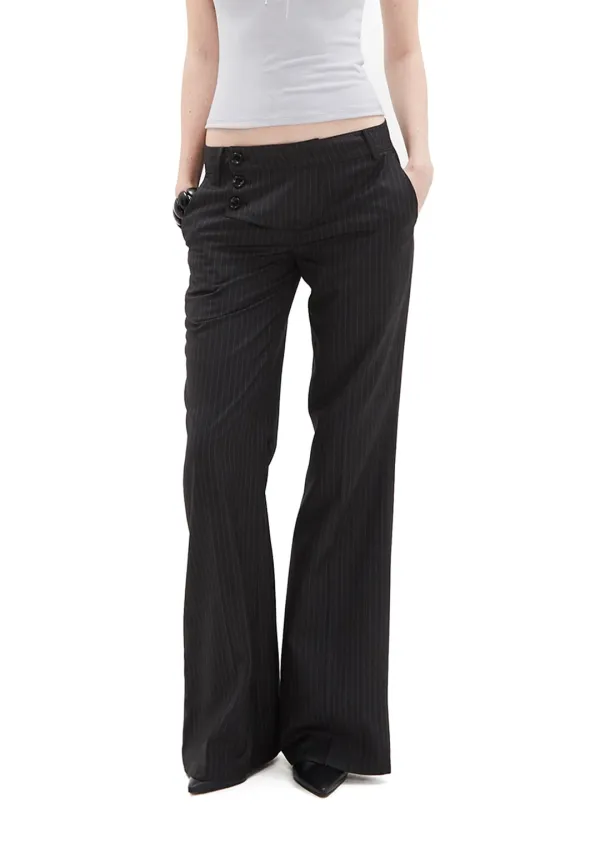 Fold Wrap Low-Rise Trousers [Charcoal]