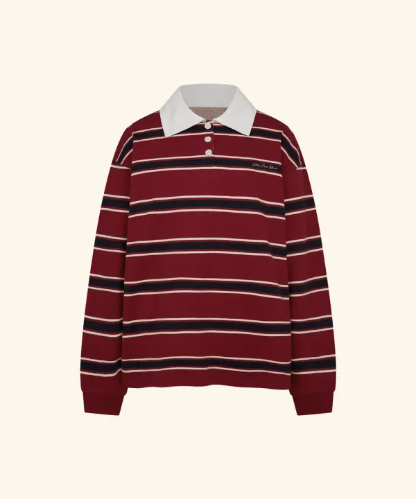 Martin Stripe Rugby T-Shirt ( Burgundy )
