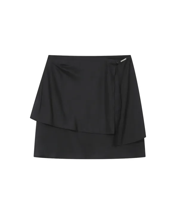 [레이 PICK] Sheer layered midi skirt BLACK