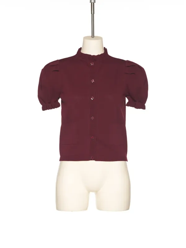 PS25 WINE PUFF SLEEVE CARDIGAN