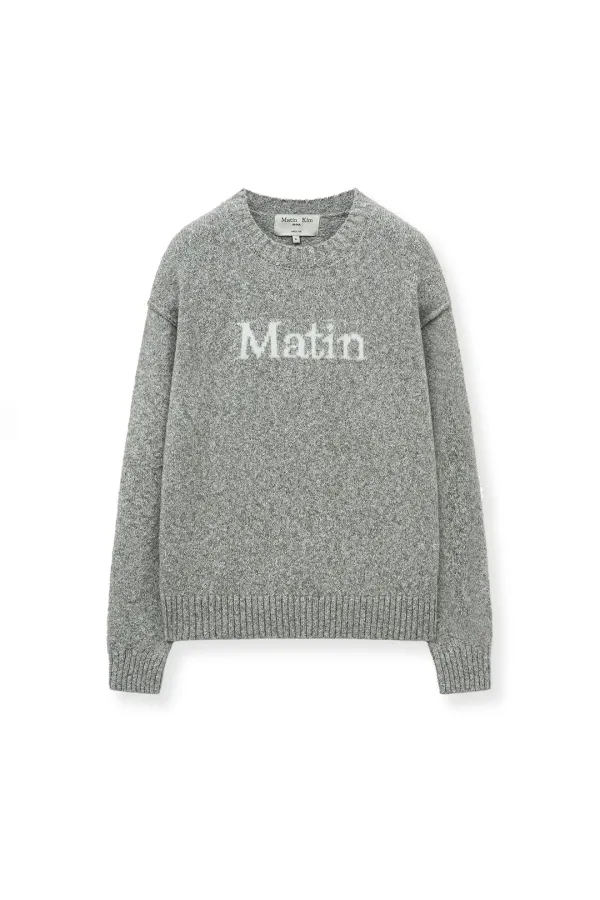 MATIN MIXED YARN KNIT PULLOVER IN GREY