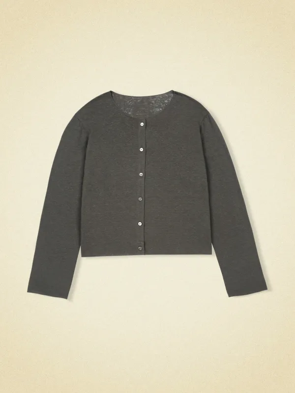 linen cardigan - charcoal