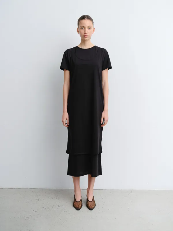 TVR LAYERED COTTON JERSEY DRESS_BLACK