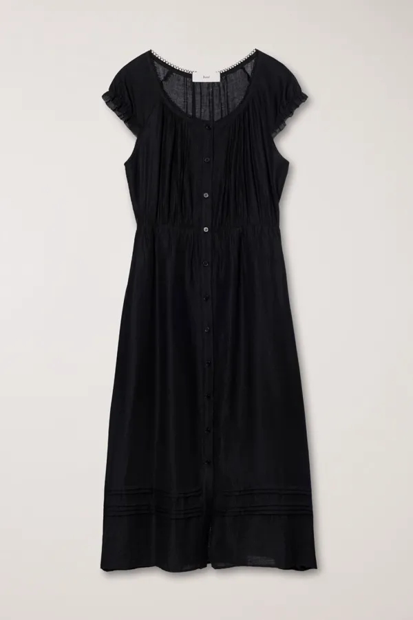 SLEEVELESS SHIRRING DRESS BLACK_UDDR6B223BK