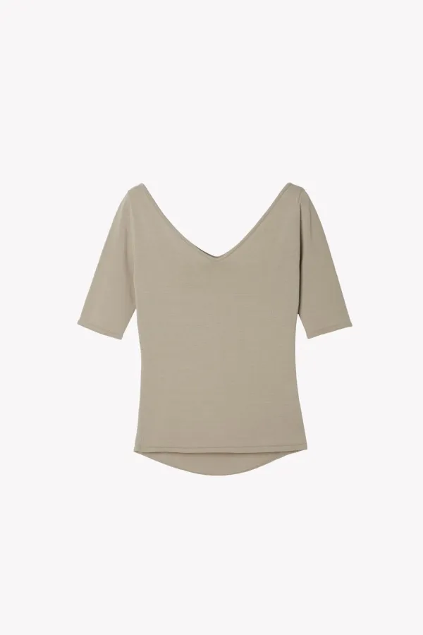 Cela V-neck Half-Sleeve Knit (Sage Beige)